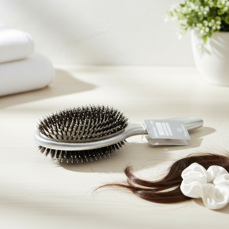 Cepillo Acolchado Anti-frizz Con Cerdas Naturales Gris