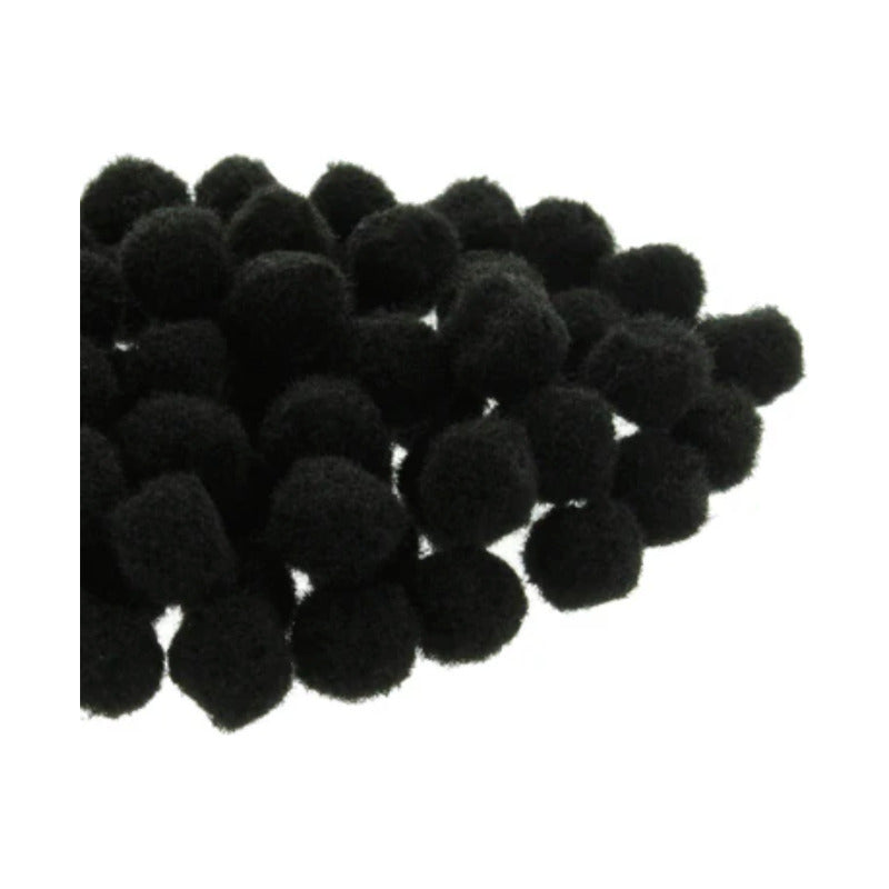 Mercería Pom Poms De 19mm Color Negro 3 Paq De 100pz