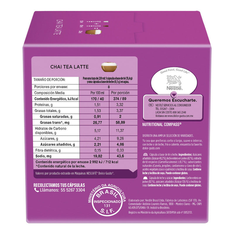 Nescafé Dolce Gusto Té Chai Latte | Polvo Para Preparar Bebidas | Caja De 16 Cápsulas