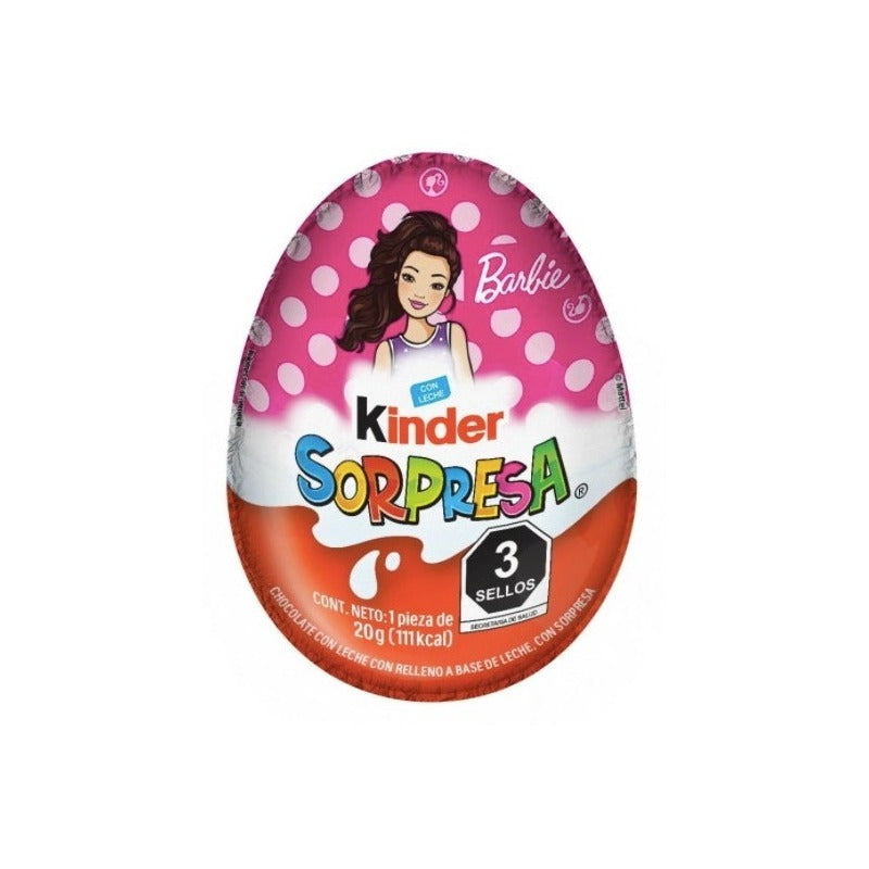 Huevo De Chocolate Kinder Sorpresa Barbie 20g 3pzas