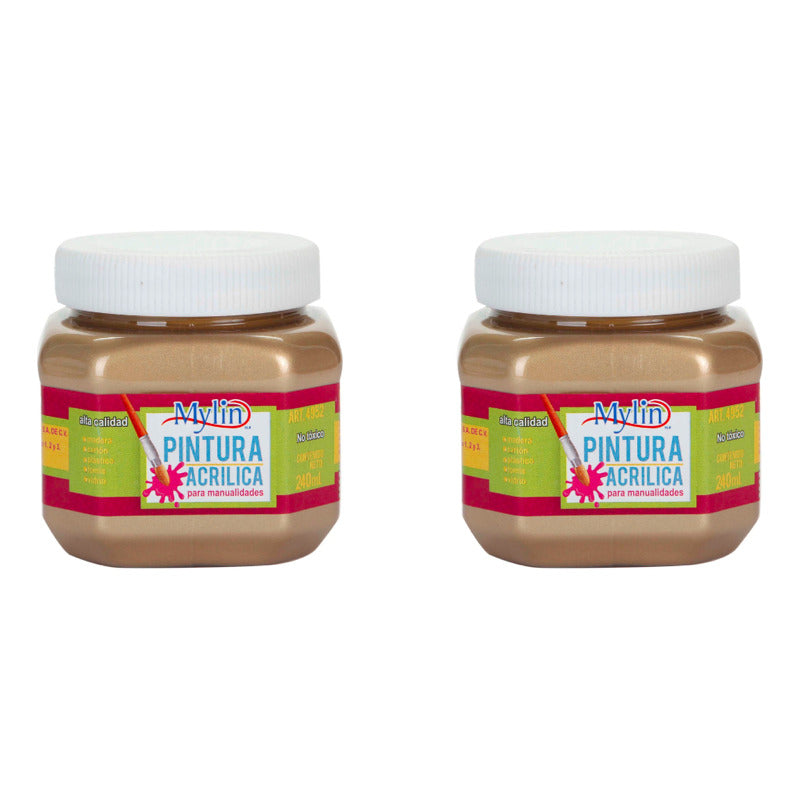 Pintura Acrílica Color Oro Metálico 2 Piezas De 240ml Oro