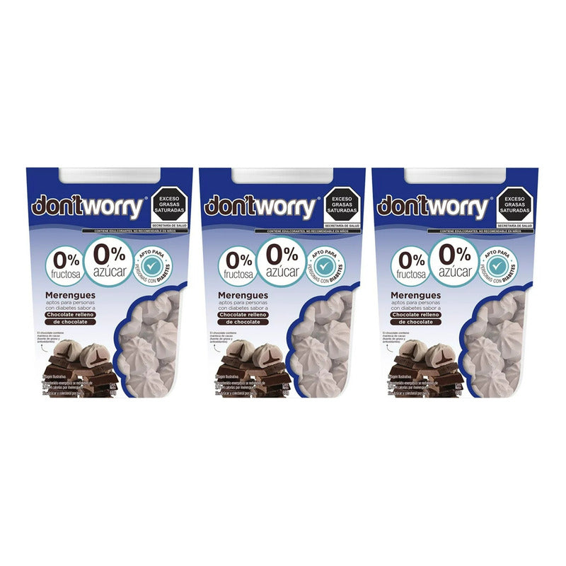 Merengues Don't Worry Light  Chocolate 3 Piezas De  83 G