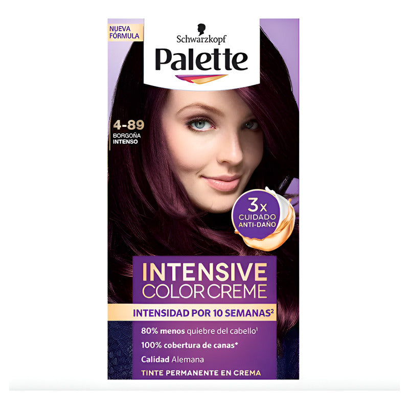 Tinte Para Cabello Palette 4-89 Borgoña Intenso 4 Pz De 50ml 4-89 Borgoña Intenso
