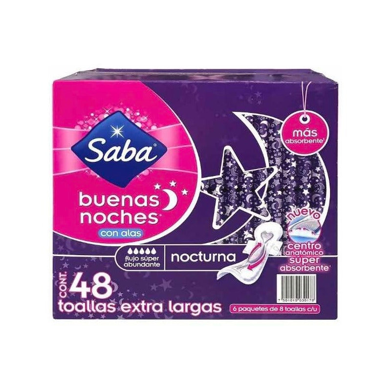 Toallas Femeninas Saba Buenas Noches Con 48 Pzas