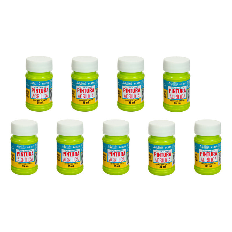Pintura Acrílica Alta Calidad Color Limón Claro 9 Pz De 35ml Limon Claro