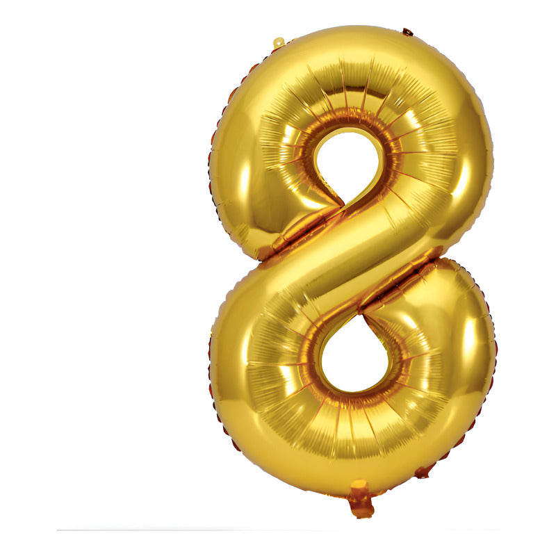 Globo Jumbo Número 8 Color Dorado De 1.07m 1 Pieza Dorado