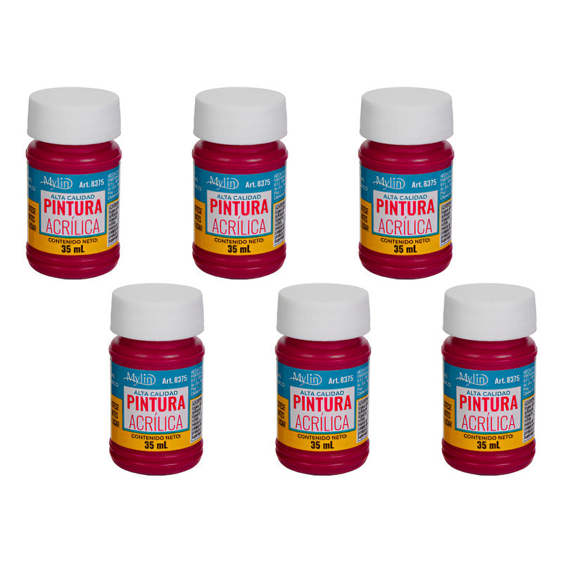 Pintura Acrílica Alta Calidad Color Vino 6 Pz De 35ml Vino