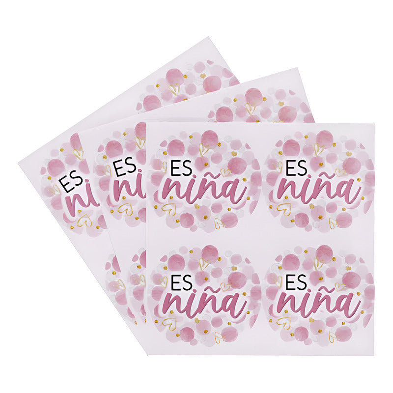Etiqueta Rosa Para Baby Shower Es Niña De 4.5x4.5cm 24 Pz Rosa