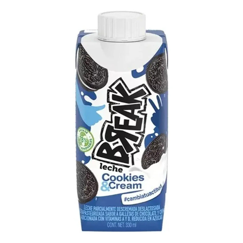 Leche Deslactosada Break Cookies & Cream 330 Ml. (24 Pzs.)