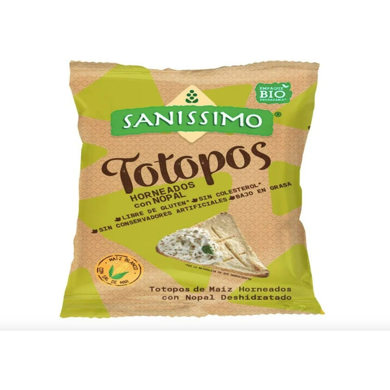 Totopos Horneados De Maíz Con Nopal Sanissimo 4 Pzs De 200gr