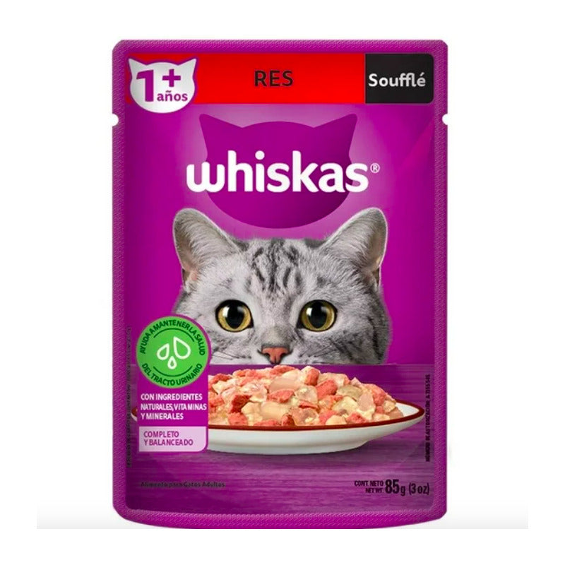 Alimento Gato Whiskas Soufflé Sabor Res 85gr (9 Sobres)