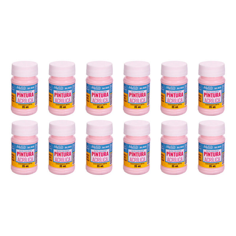 Pintura Acrílica Alta Calidad Color Rosa Baby 12 Pz De 35ml Rosa Baby