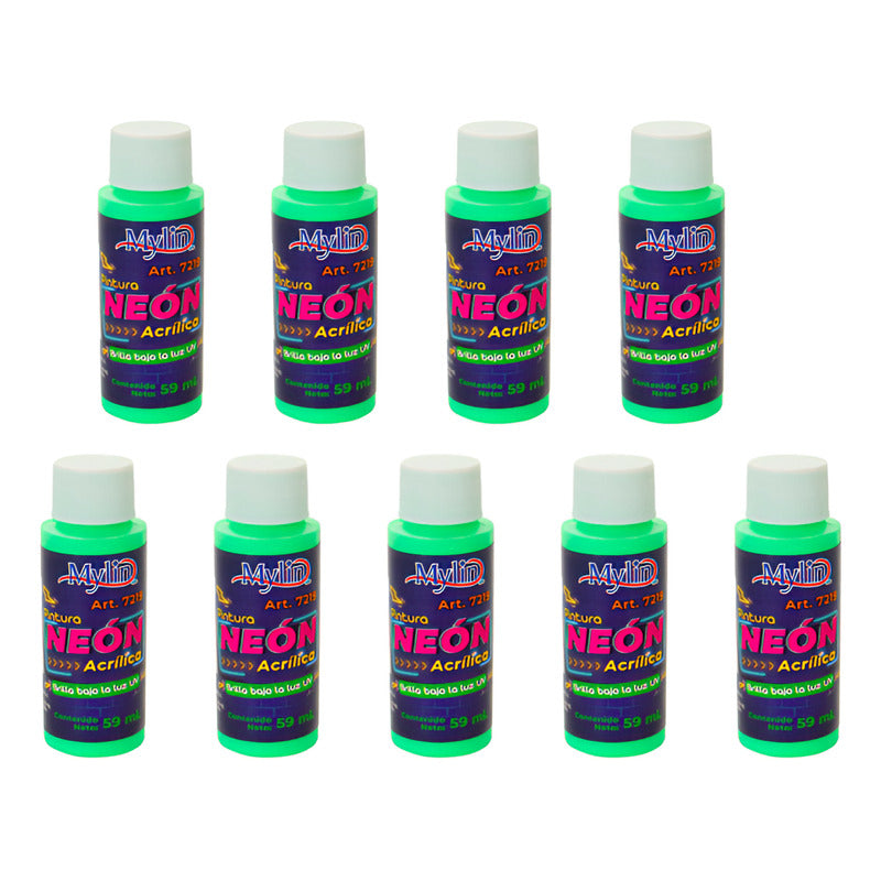 Pintura Acrílica Verde Neón 9 Piezas De 59ml Verde Neón