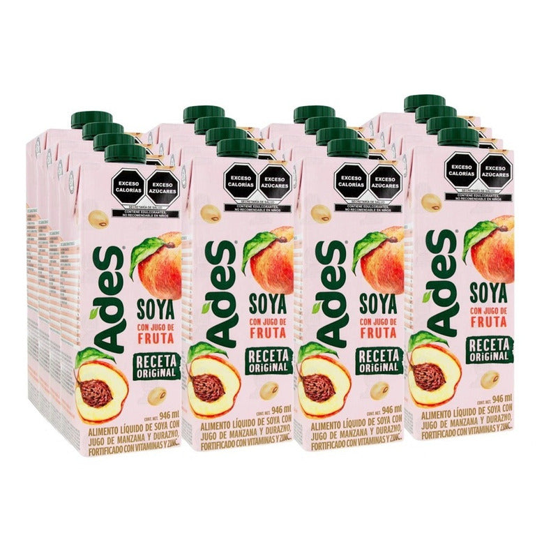 Alimento Líquido De Soya Ades Durazno-manzana 946ml (12pzas)