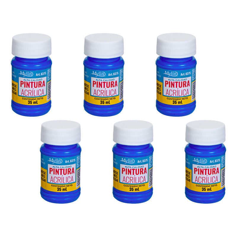 Pintura Acrílica Alta Calidad Color Azul Marino 6 Pz De 35ml Azul Marino
