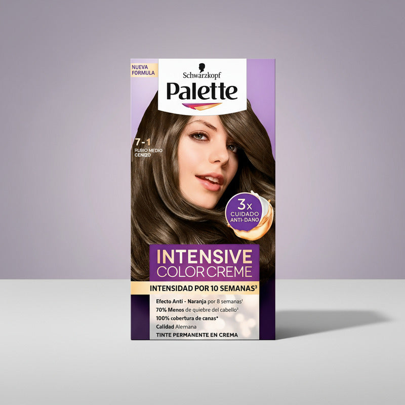 Tinte P/ Cabello Palette 7-1 Rubio Medio Cenizo 4 Pz De 50ml 7-1 Rubio Medio Cenizo