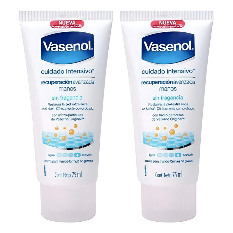 Crema Para Manos Vasenol Cuidado Intensivo 75 Ml (2pzas) Neutra