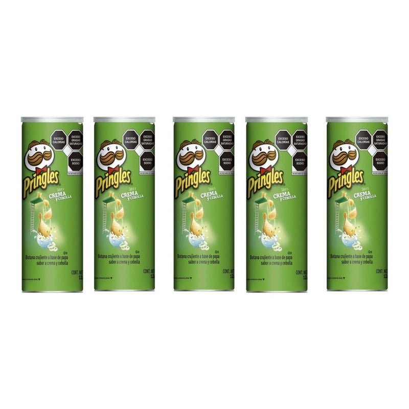 Papas Pringles Sabor A Crema Y Cebolla 124 G  5 Pz Lpg