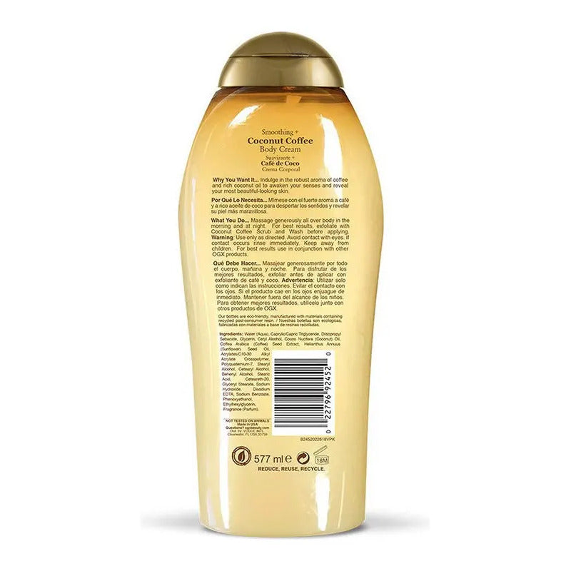 Ogx Crema Corporal Suavizante Con Coco Y Café, Fragancia Coco-café, 577ml