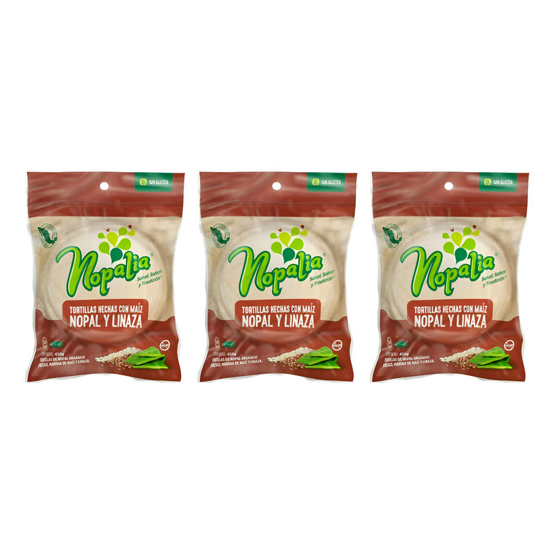 Tortillas De Nopal Maíz Y Linaza Nopalia 3 Piezas De 450gr