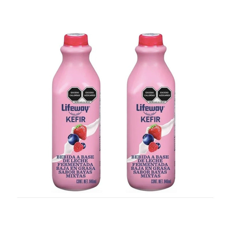 Bebida Lifeway Kefir Sabor Bayas Mixtas 2 Piezas De 946ml