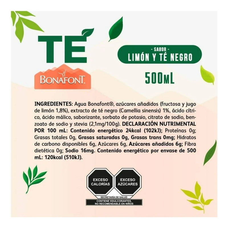 Té Negro Bonafont Sabor Limón 500 Ml (12 Piezas)