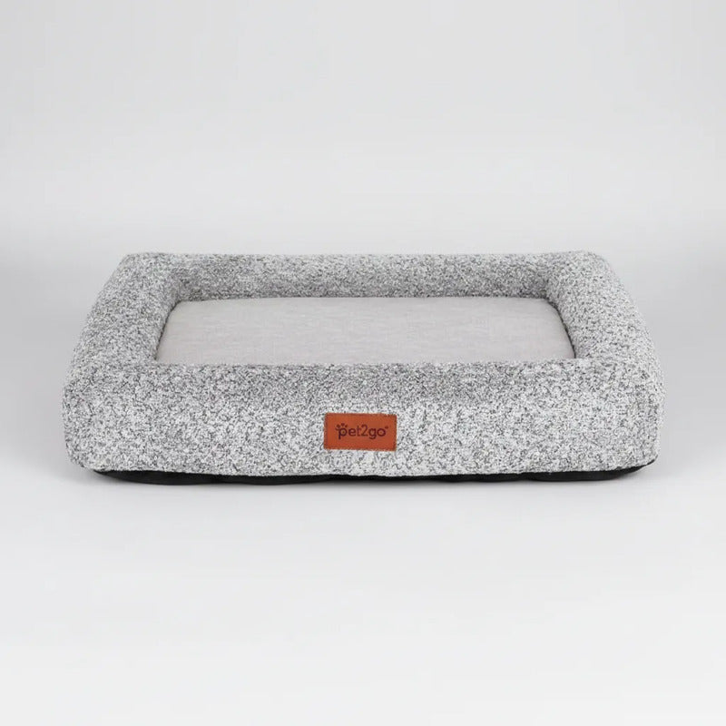 Cama Rectangular Borde Alto Color Gris Para Perro, X-chico Gris Rectangular