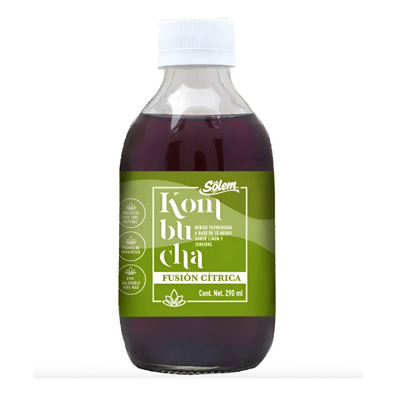 Bebida Kombucha Sólem Sabor Limón Y Jengibre 3 Pzas De 290ml