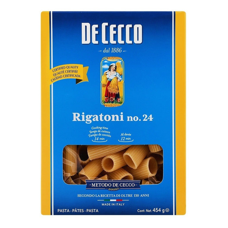 Pasta Rigatoni No.24 De Cecco 454gr 3 Pack Ipg