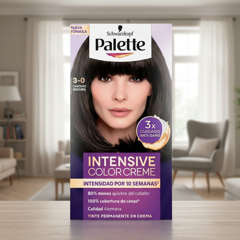 Tinte Para Cabello Palette 3-0 Castaño Oscuro 2 Pzs De 50ml 3-0 Castaño Oscuro
