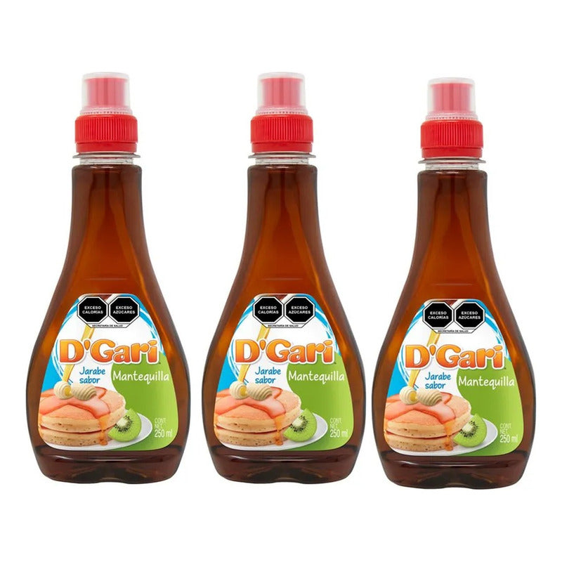 D'gari Jarabe Sabor Mantequilla 250 Ml (3 Piezas)
