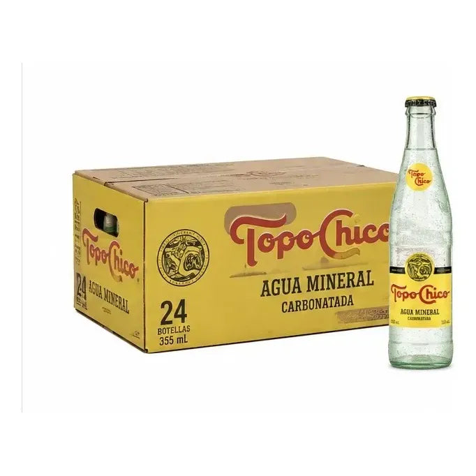 Caja Con 24 Agua Mineral Topo Chico 355ml De Vidrio