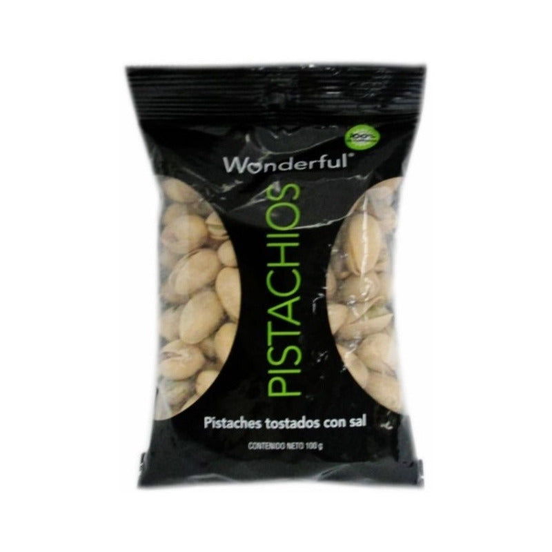 Pistaches Wonderful Tostados Con Sal 100g 9pzas
