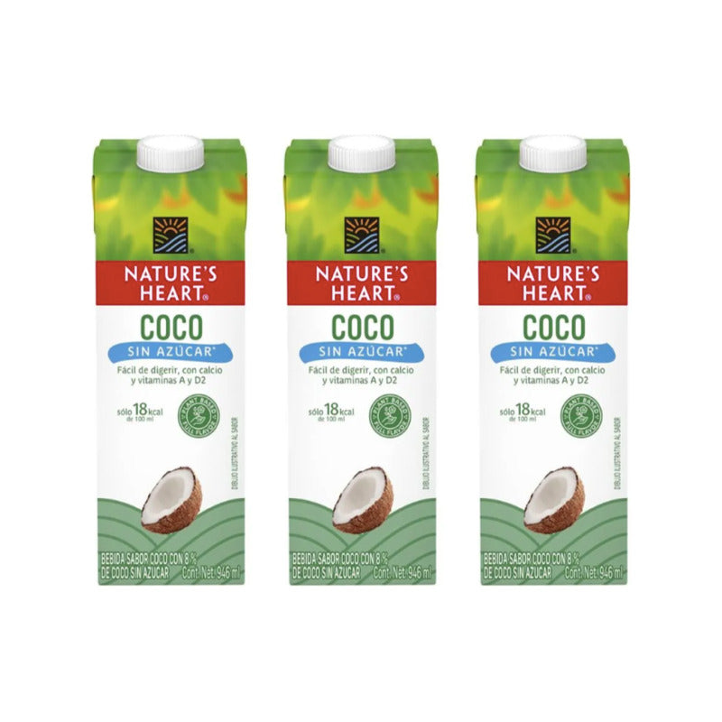 Bebida Vegetal Nature's Heart Coco Sin Azúcar 6 Pzs De 946ml