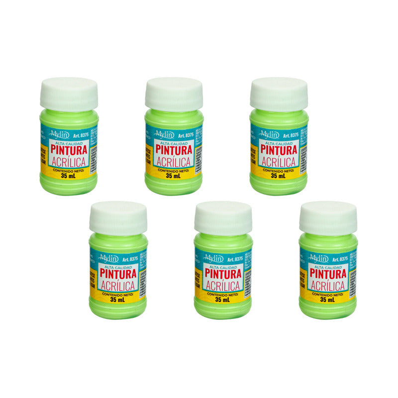 Pintura Acrílica Alta Calidad Color Pistache 6 Pz De 35ml Pistache