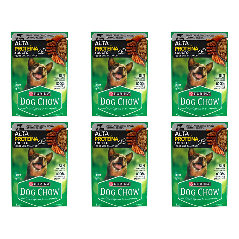 Alimento Para Perro Purina Dog Chow Alta Proteina 6pz De 85g