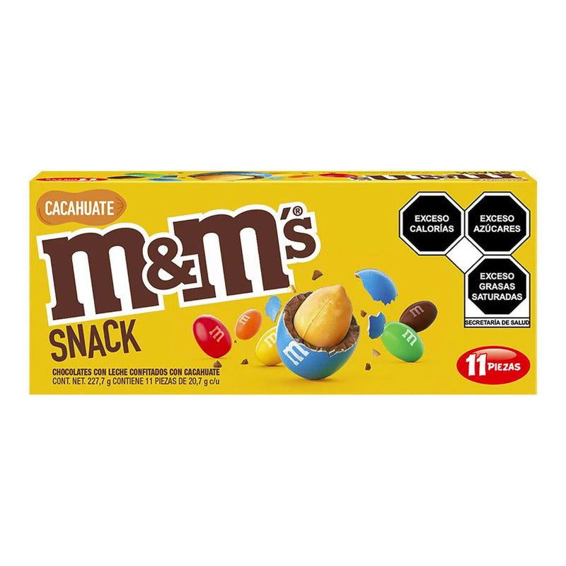 Chocolates M&ms Cacahuate 3 Paquetes Con 11 Sobres De 20,7gr