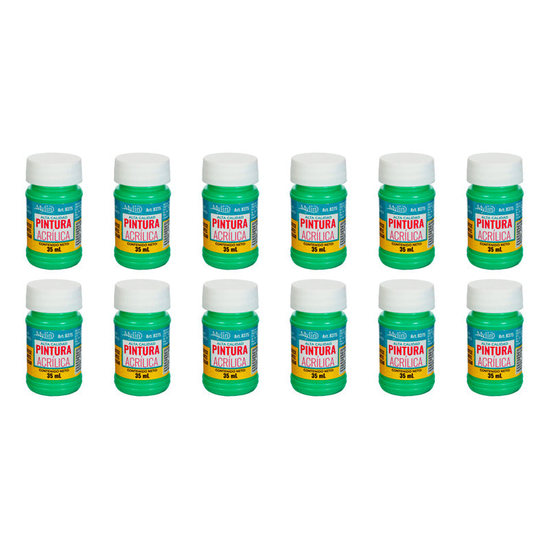 Pintura Acrílica Alta Calidad Color Esmeralda 12 Pz De 35ml Esmeralda