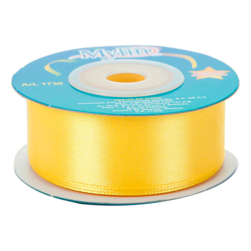 Liston Amarillo Satinado 23mm 10m Amarillo Lisa