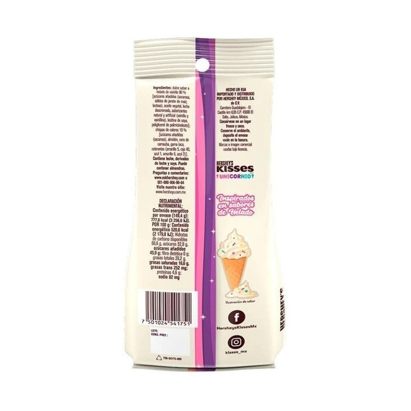 Dulces Hershey´s Kissesunicornio Sabor Helado De Vainilla3pz