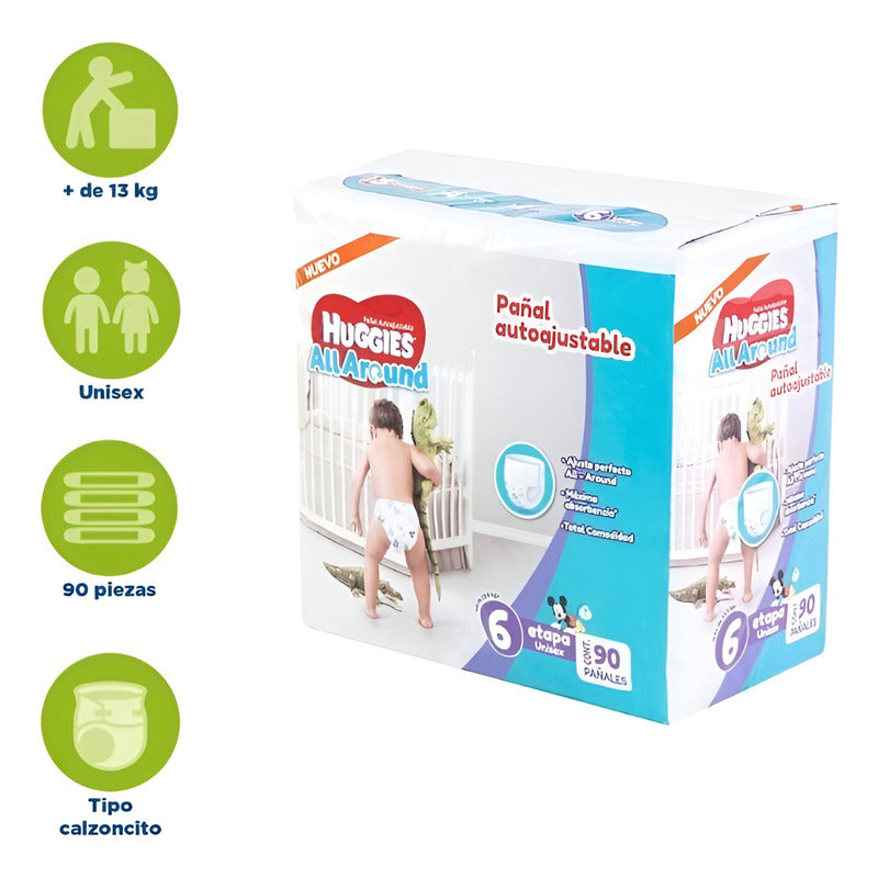 Pañales Huggies All Around Etapa 6 Con 90 Piezas Sin Género