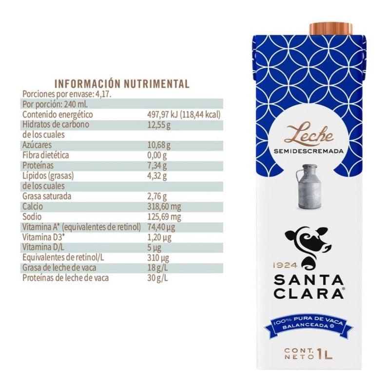 Leche Santa Clara Semidescremada (12litros)