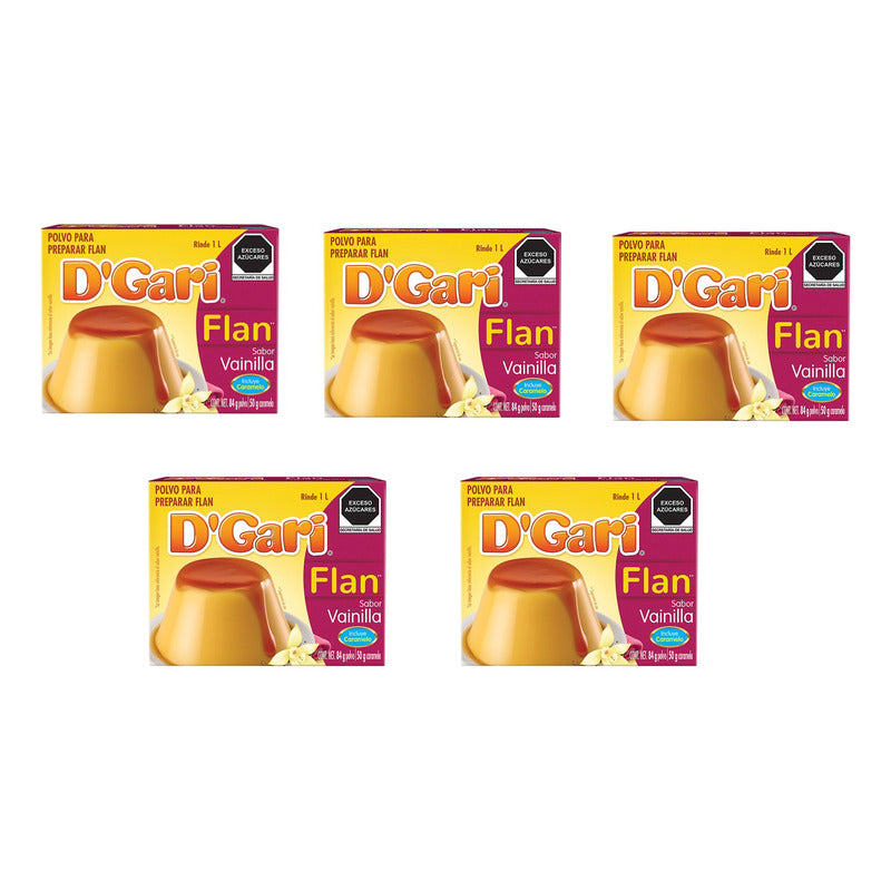 Flan D'gari Sabor Vainilla Con Caramelo 84g (5 Piezas)