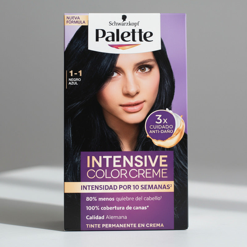 Tinte Para Cabello Palette 1-1 Negro Azul 4 Piezas De 50ml 1-1 Negro Azul