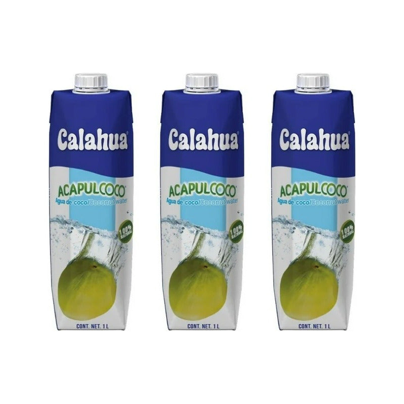Agua De Coco Calahua Acapulcoco 6 Piezas De 1 Litro