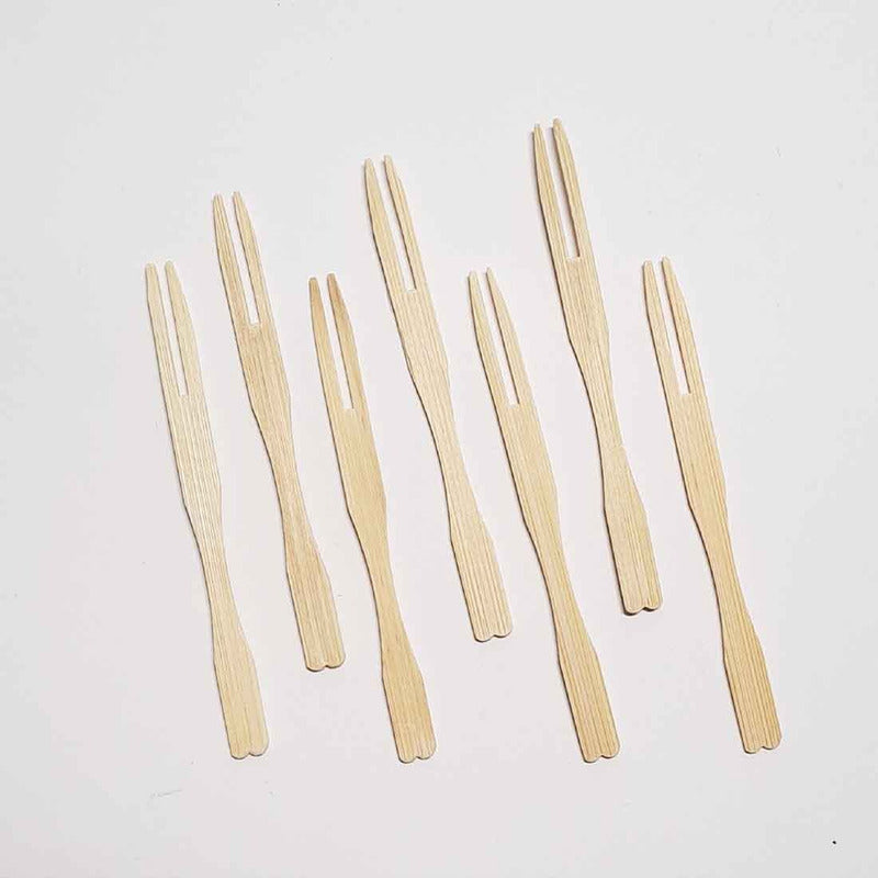 Mini Tenedor De Bambu 7pz Madera