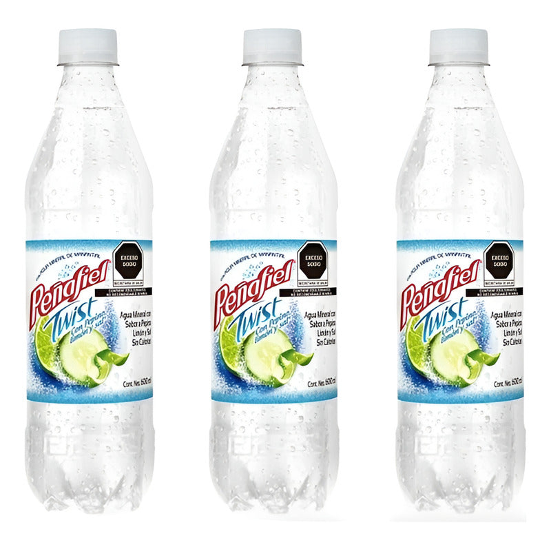 Agua Mineral Peñafiel Twist Pepino Limon Y Sal 3 Pz De 600ml