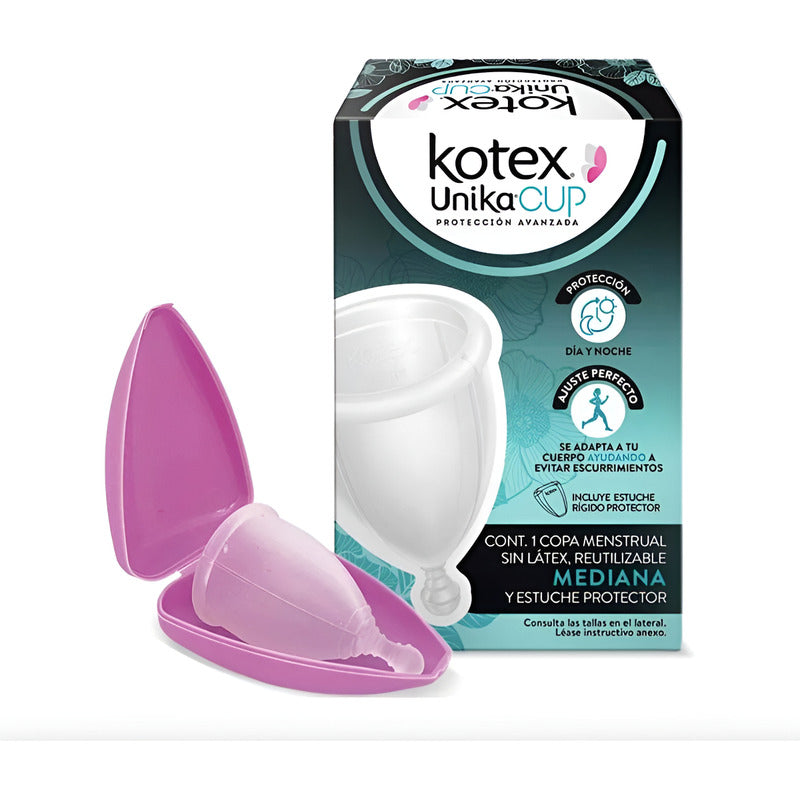 Copa Menstrual Kotex Unika Cup Talla Mediana 1 Pieza Transparente Mediana