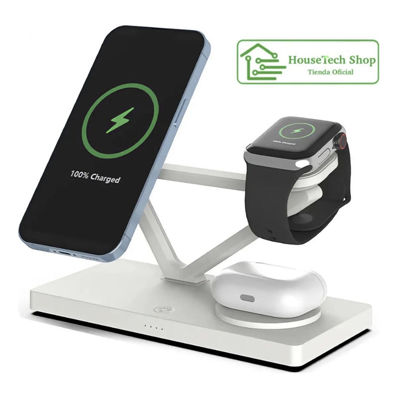 Base De Carga Inalámbrica Magsafe iPhone AirPods Apple Watch Blanco