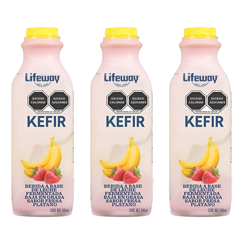 Bebida Lifeway Kefir Sabor Fresa Plátano 6 Piezas De 946ml
